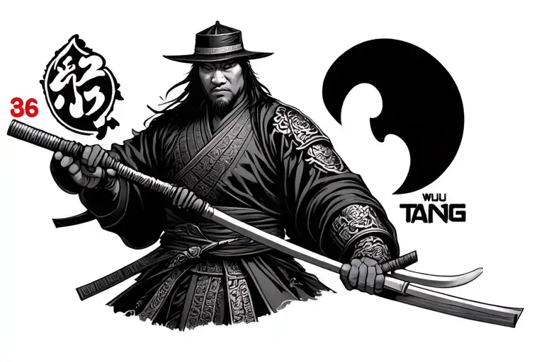 36 Chambers With The Wu Tang Sign And A Samurai Warrior