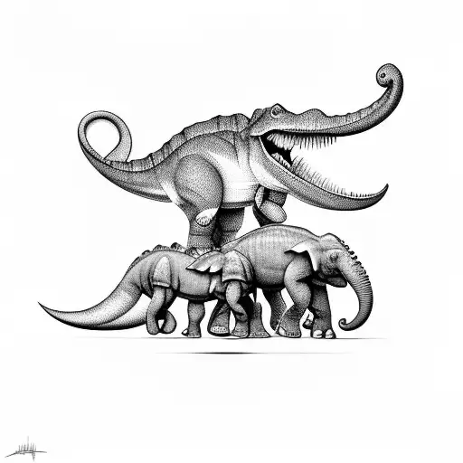 Dinosaur And Elephant