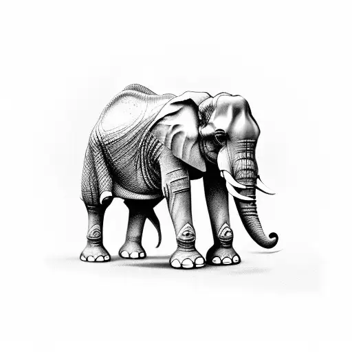 Elephant Holding Dinosaur Tail