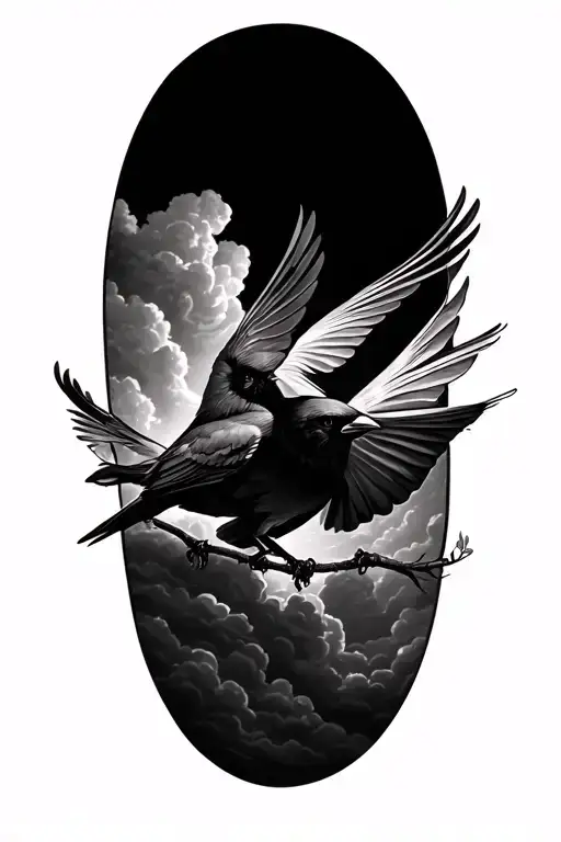 Cardinal Pair Flying To Heaven