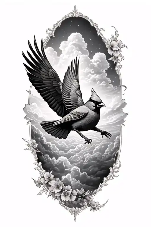 Cardinal Pair Flying To Heaven