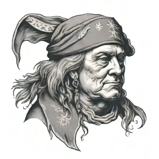 Benjamin Franklin Half Skull Wearing Bandana