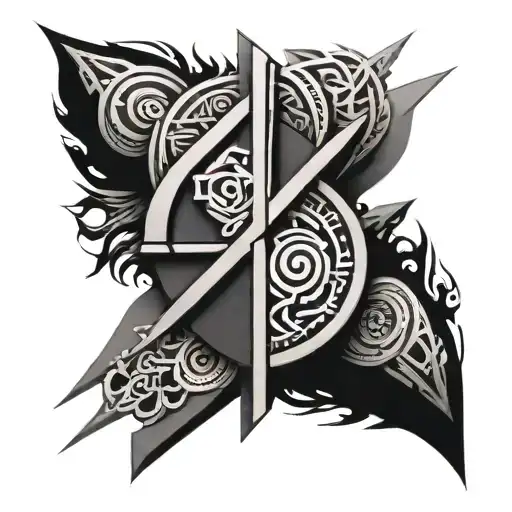 Geometric Tribal Half Sleeve Featuring Berserk Symbol