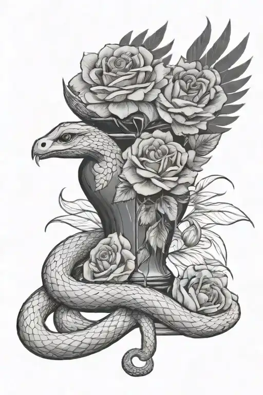 Vase With Roses And Snake