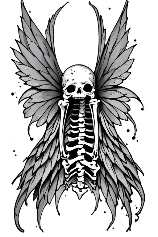 Spine Bone With Fairy Wings Torn Up