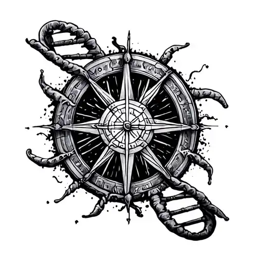 Vegvisir Tattoo With Dna Double Helix