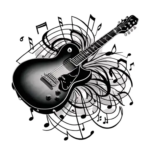 Guitar With Musical Notes