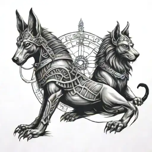 Anubis And Lion And Pirate Ship