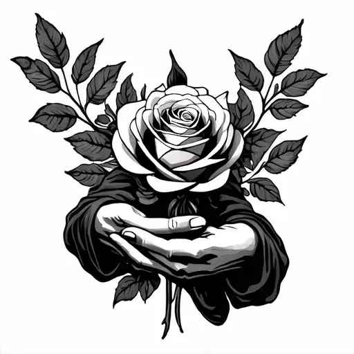 Mother Marry Holding A Rosery Wrapped Around The Hand