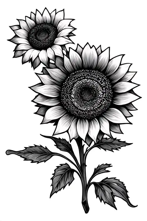 A Gothic Sunflower With Cursive Lldm In The Stem