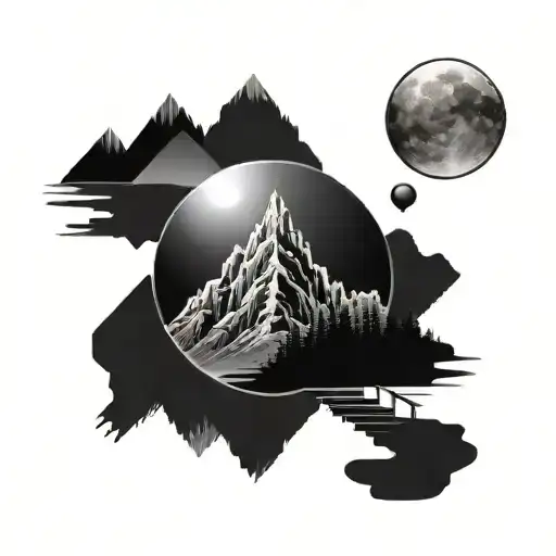 Mountain And Stairs In A Circle And A Heart