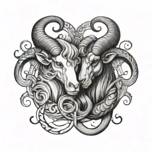 Two Aries And Aquarius Zodiac Signs Intertwined