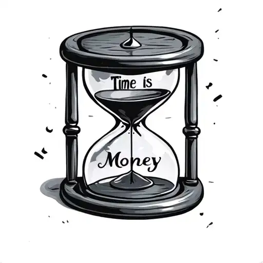 Hour Glass With Words Time Is Money