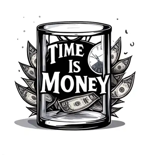 Hour Glass With Words Time Is Money