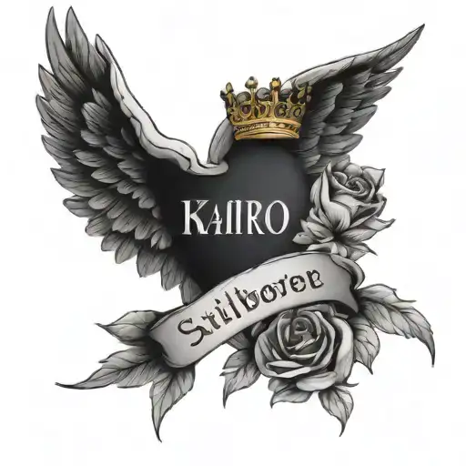 Memorial Tattoo For Stillborn Son Wings And Crown Made Name Kairo Antonio Goode-jones
