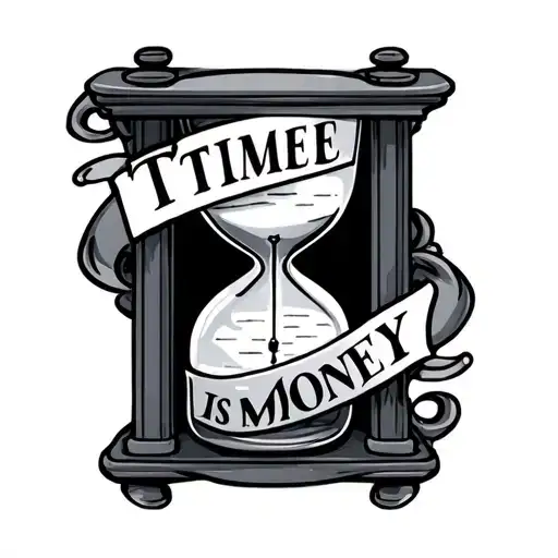 Hour Glass With Words Time Is Money