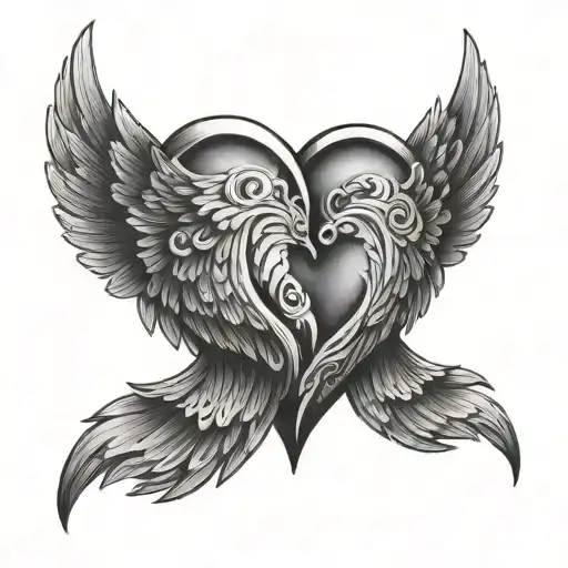 Angel Wings Hugging Heart Shape