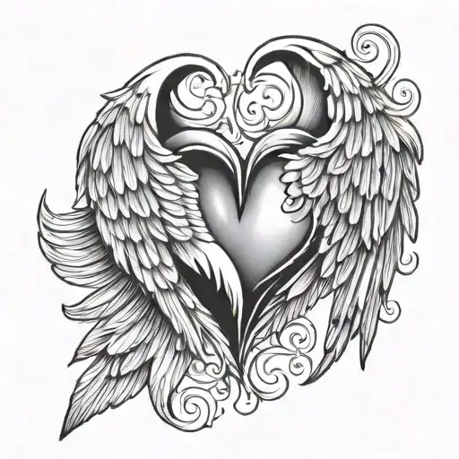Angel Wings Hugging Heart Shape