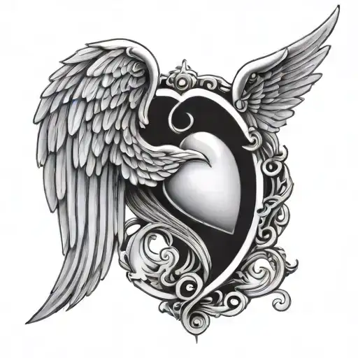 Angel Wings Hugging Heart Shape