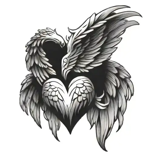 Angel Wings Hugging Heart Shape