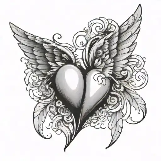 Angel Wings Hugging Heart Shape