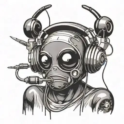 8 Ball Wearing Headphones Listening To Music