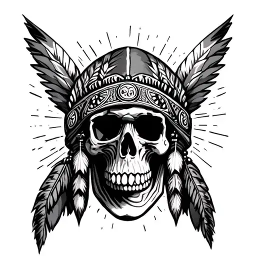Full Sleeve Skull Native American Music Engine