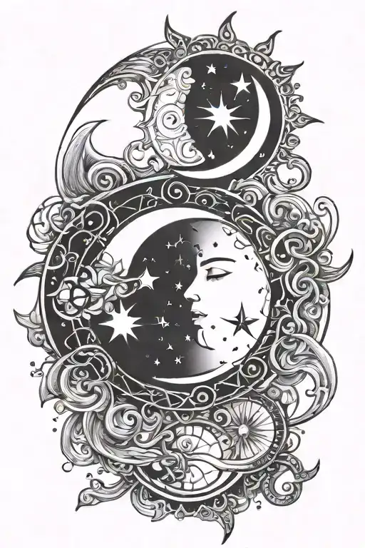 Sun Moon Star Constellation Intertwined