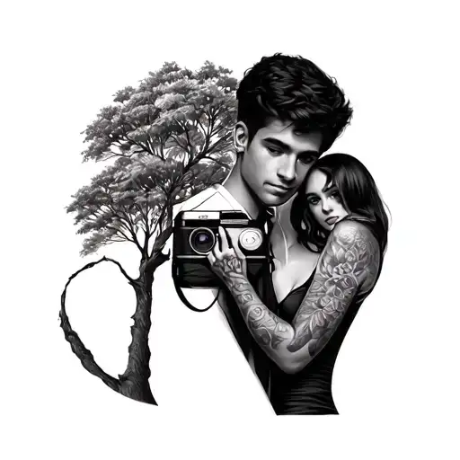 Couple Photo Camera With Tree