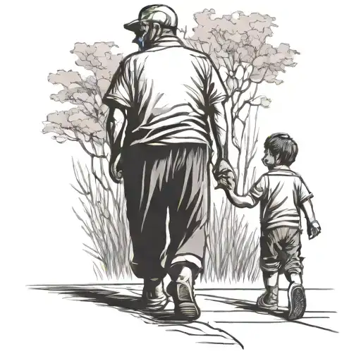 Dad And Son Walking