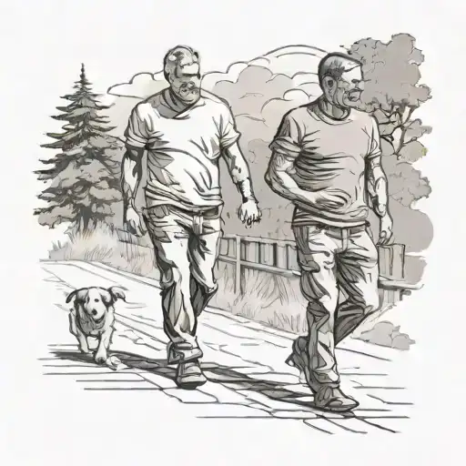 Dad And Son Walking