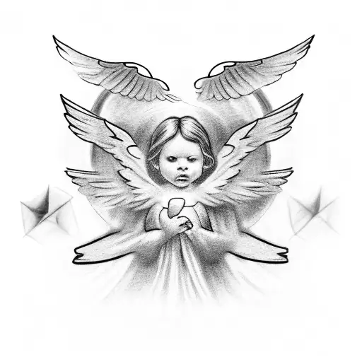 An Angel On Each Chest Facing The Middle With A North Star In The Middle