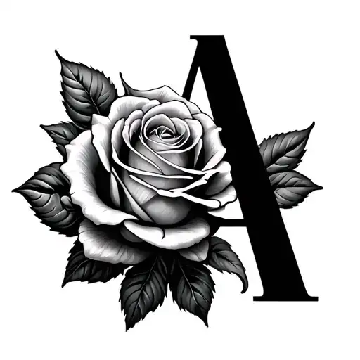 The Letter A Inside A Rose
