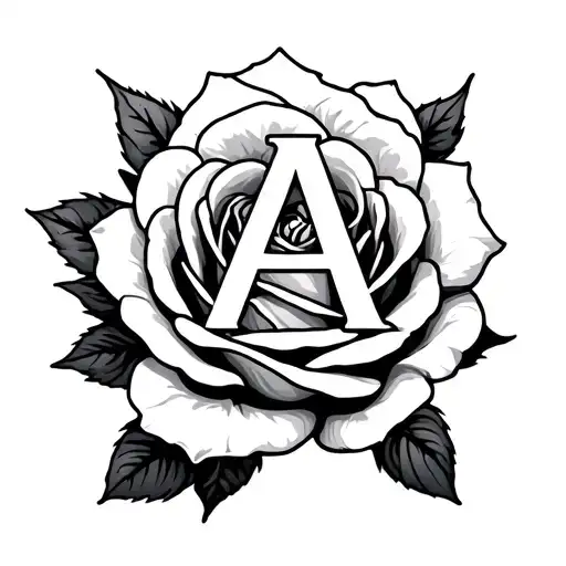 The Letter A Inside A Rose Simple