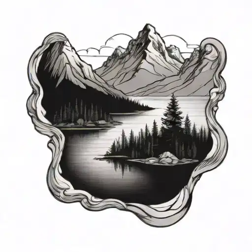 Lake With Small Mountains In The Background