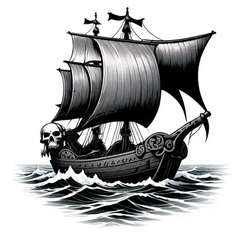 Viking Ship Storm And Skull
