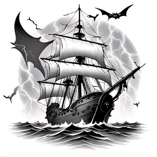 Pirate Ship Lightning Storm Jumping Devil Rays