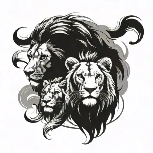 Lion And Lioness Surrounded