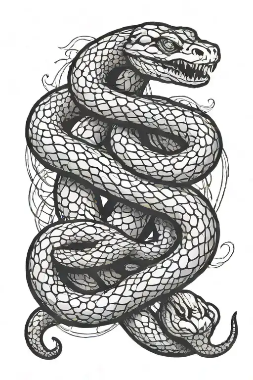Cyber Sigilism Tattoo Design With A Snake Coiled