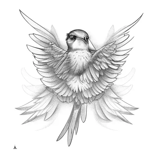 A Bird Spreads Its Wings