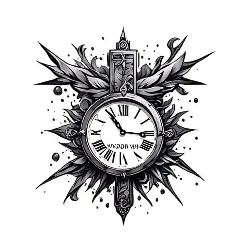 Cross With A Clock And A Name And Date On It