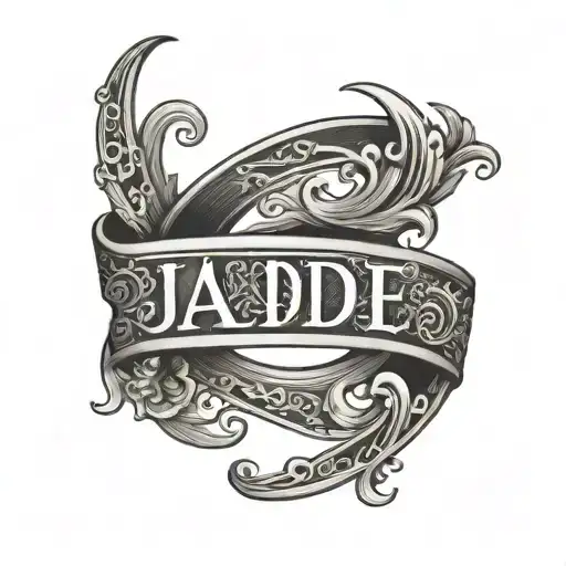 The Word Jade In Print Made To Look Like A Wedding Band