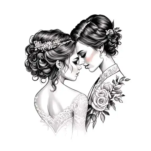 Lesbian Wedding Tattoo Design