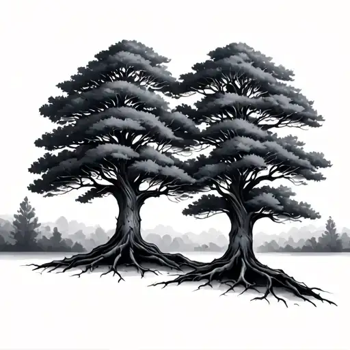 Trees Growing Together Representing The Client's Love