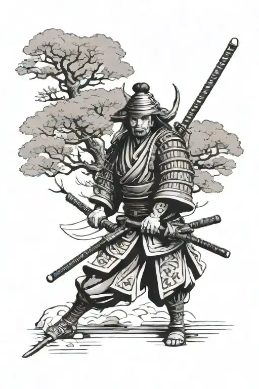 Samurai With Tree Behind It