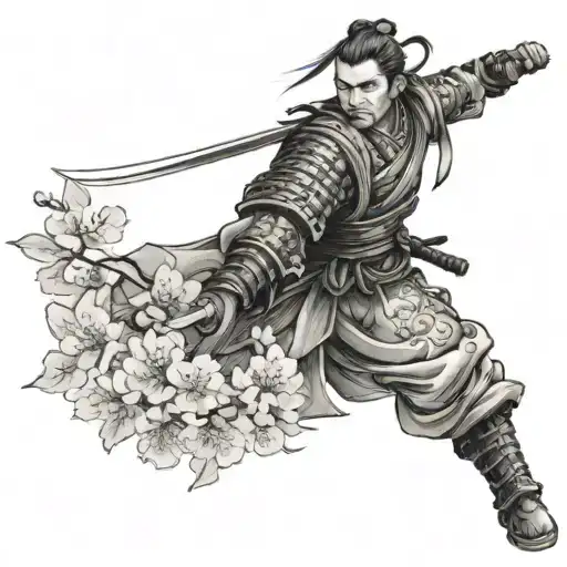 Samurai With Cherry Blossom