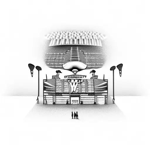 A Football Stadium With Musical Instruments Forming The Crowd