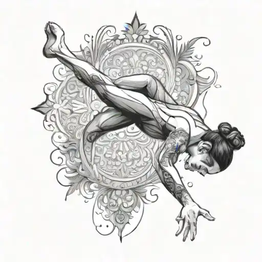 Design A Black-grey Portrait Of A Gymnast Performing A Handstand Walk With Intricate Details