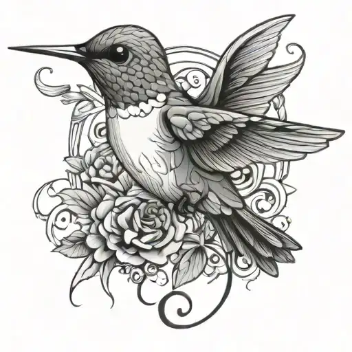 Hummingbird With Love Hand Symbol Intertwined