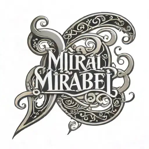 Chicano Script Tattoo That Says Mirabel With Some Swirls